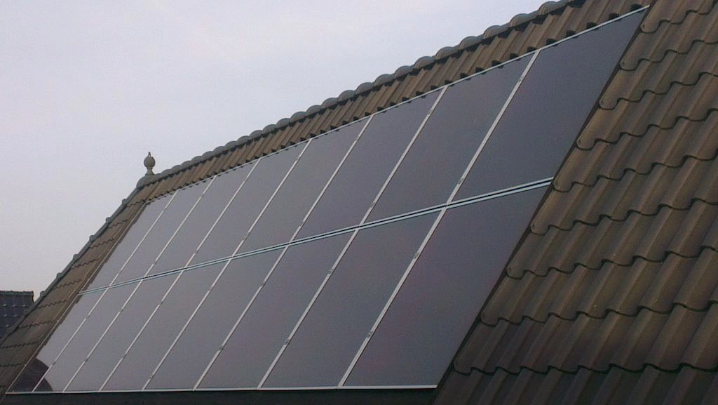 In-roof solar panels blend in between the roof tiles