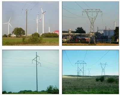 medium and high voltage lines in the landscape