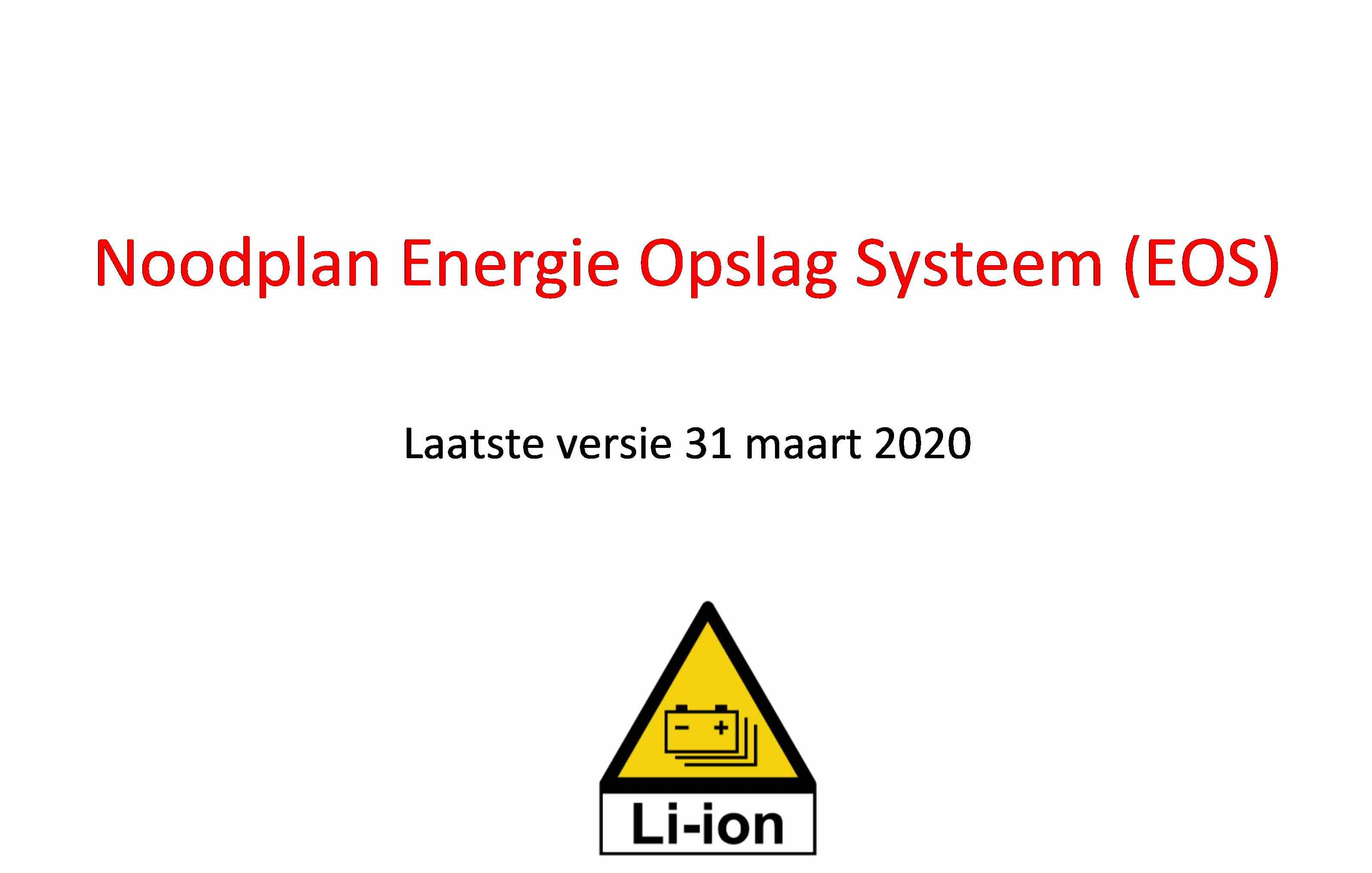 Cover page of an emergency plan for battery systems according to PGS-37 (source: PGS)