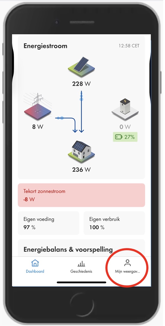 SMA Energy app - Mijn weergavegebied