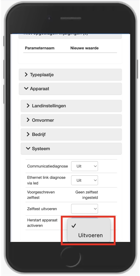 Zet Herstart activeren op Uitvoeren
