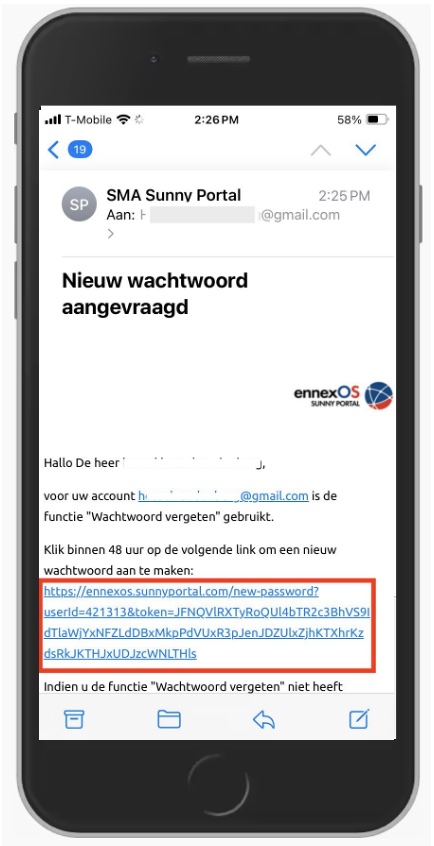 e-mail over nieuw wachtwoord instellen