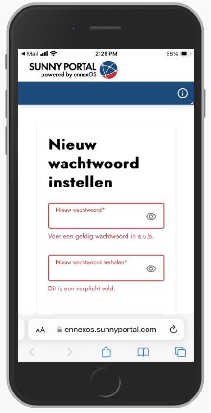 twee keer nieuw wachtwoord invullen