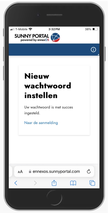 wachtwoord is ingesteld en ga naar log-in