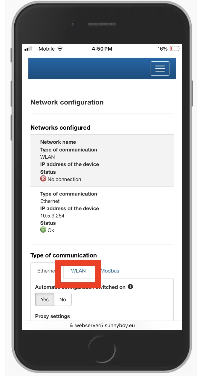 Click on WLAN