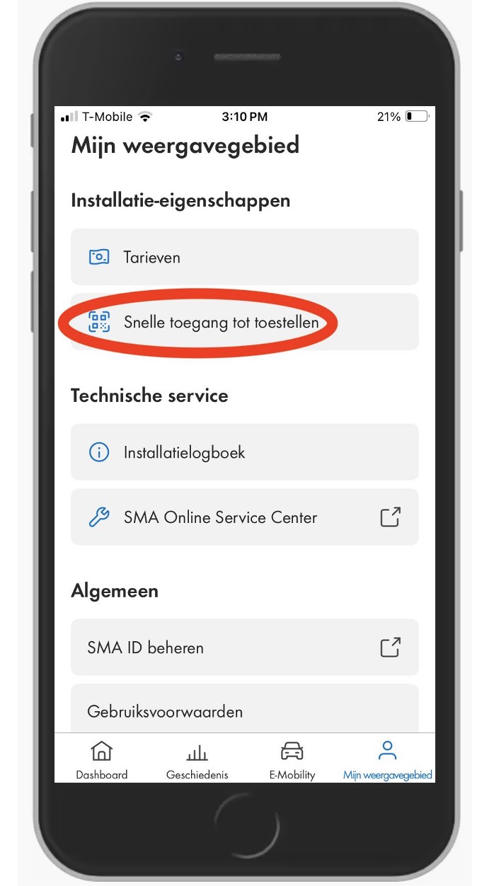 QR-code scannen via SMA Energy App