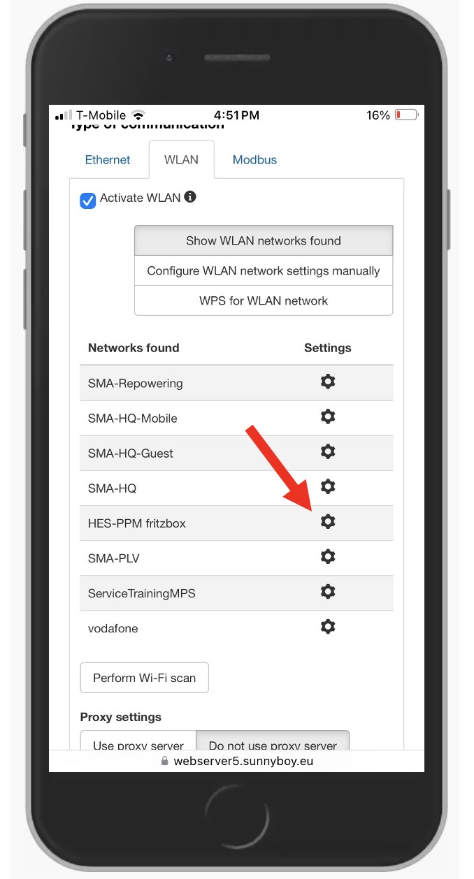 Displaying the Wi-Fi networks
